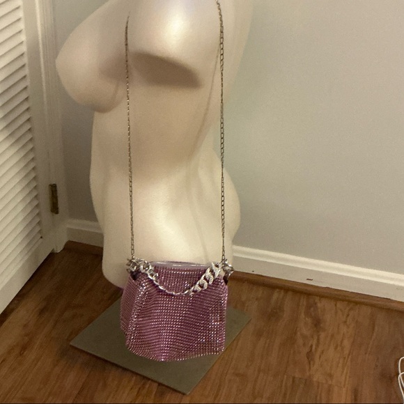 not sure Handbags - Evening Pink Chainmail Crossbody Bag